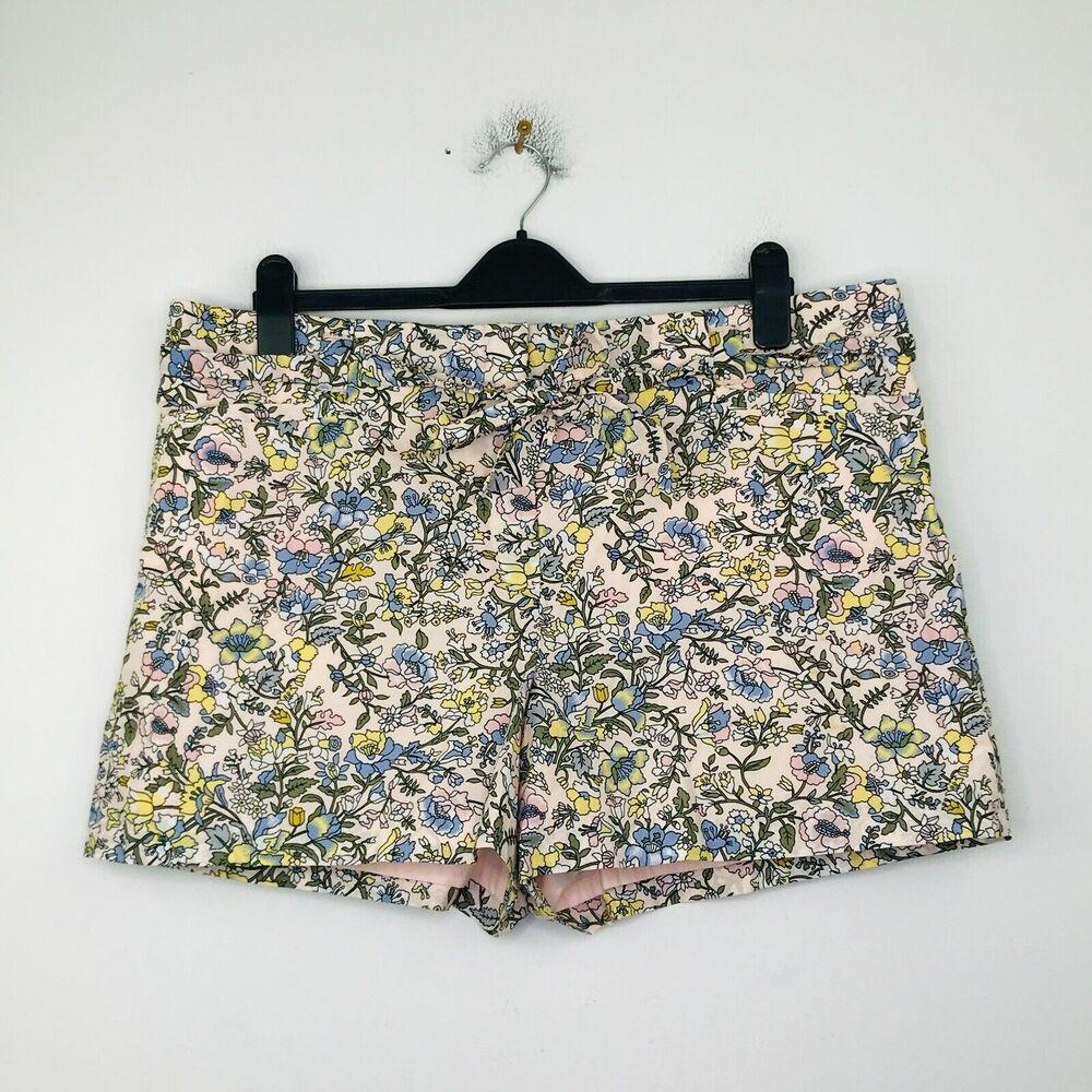 LOFT Women's 14 Shorts Pink Floral Poplin Belted Tie Waist High Rise NWT CD26